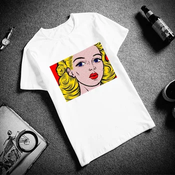 

Skipoem Funny Tshirt Pop Art Classic Pictures Cotton O Neck T Shirt Plus Size Short Sleeve Brand Female T-Shirt Femme