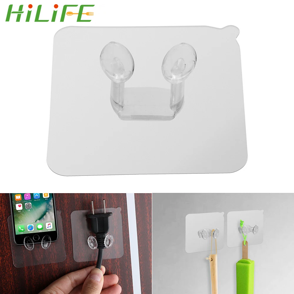 HILIFE الحائط الذاتي لزجة السنانير 5 قطعة قوي خطاف لاصقة قابس طاقة المقبس شماعات حامل متعددة الوظائف جدار تخزين السنانير