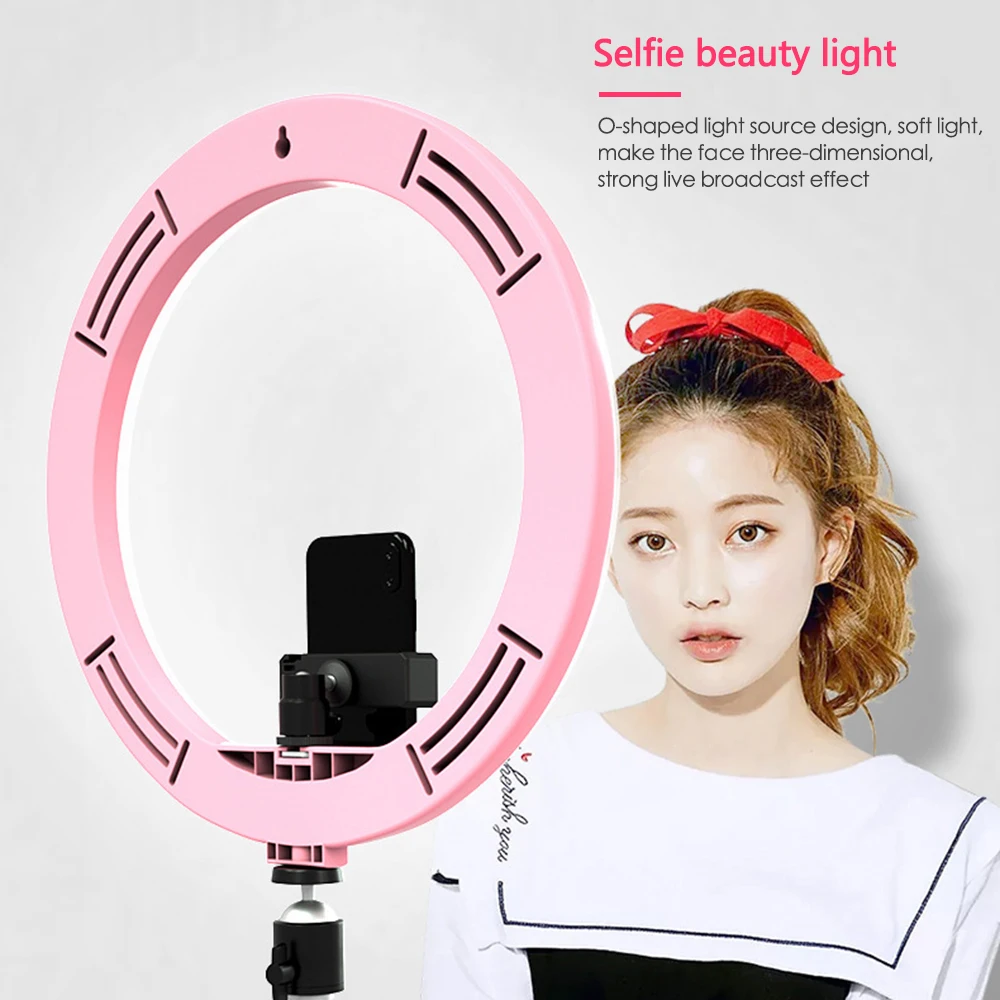 

Mobile Phone Holder with 12" led ring light fill light phone live light dimmable 5500K beauty self-timer control with tripod