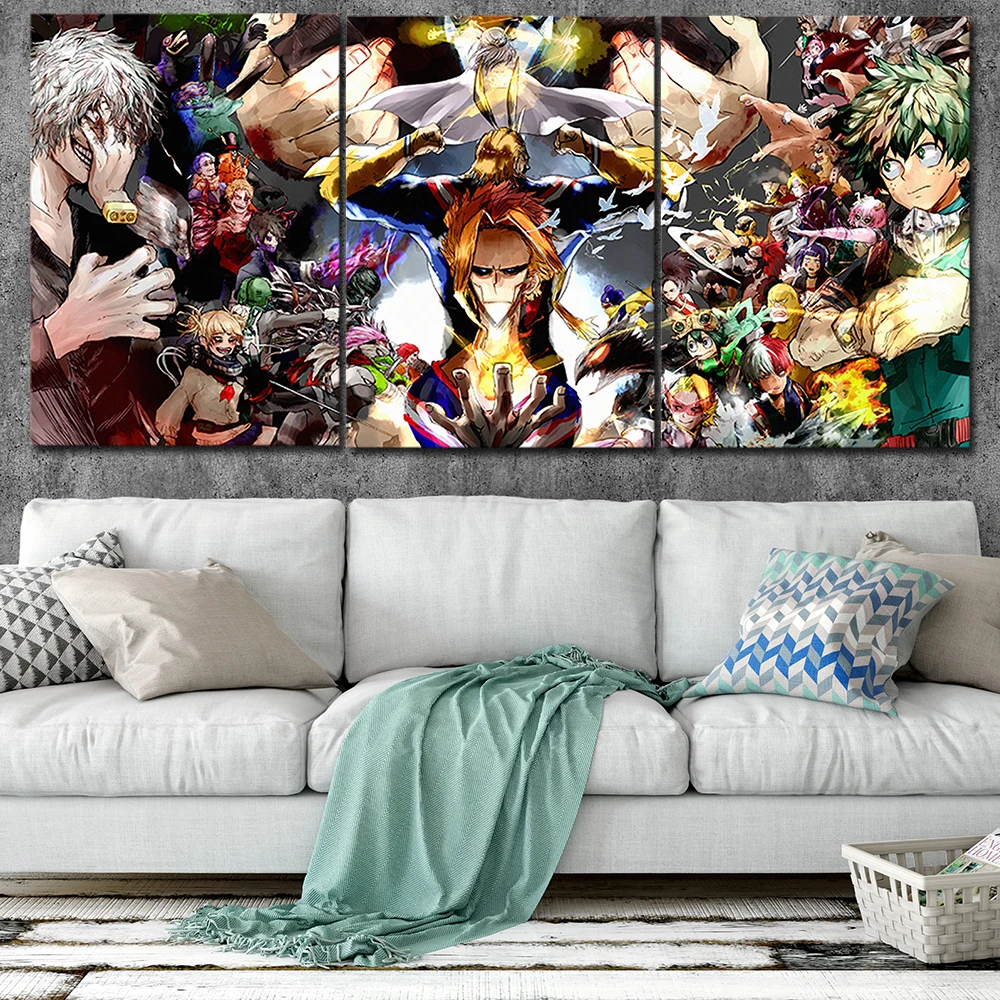 

My Hero Academia Canvas Posters Home Decor Wall Art Framework 3 Pieces Paintings For Living Room HD Prints Anime Pictures