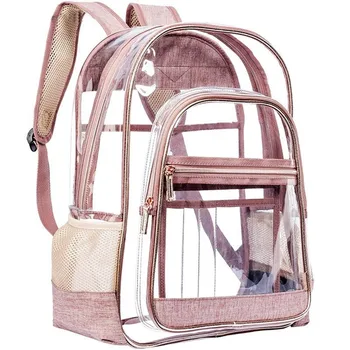 

Fashion Waterproof Shoulder Bags 2019 Pink Color Pvc Jelly Bag Gothic Large Capacity Mom Backpack Women's Transparent Backpacks