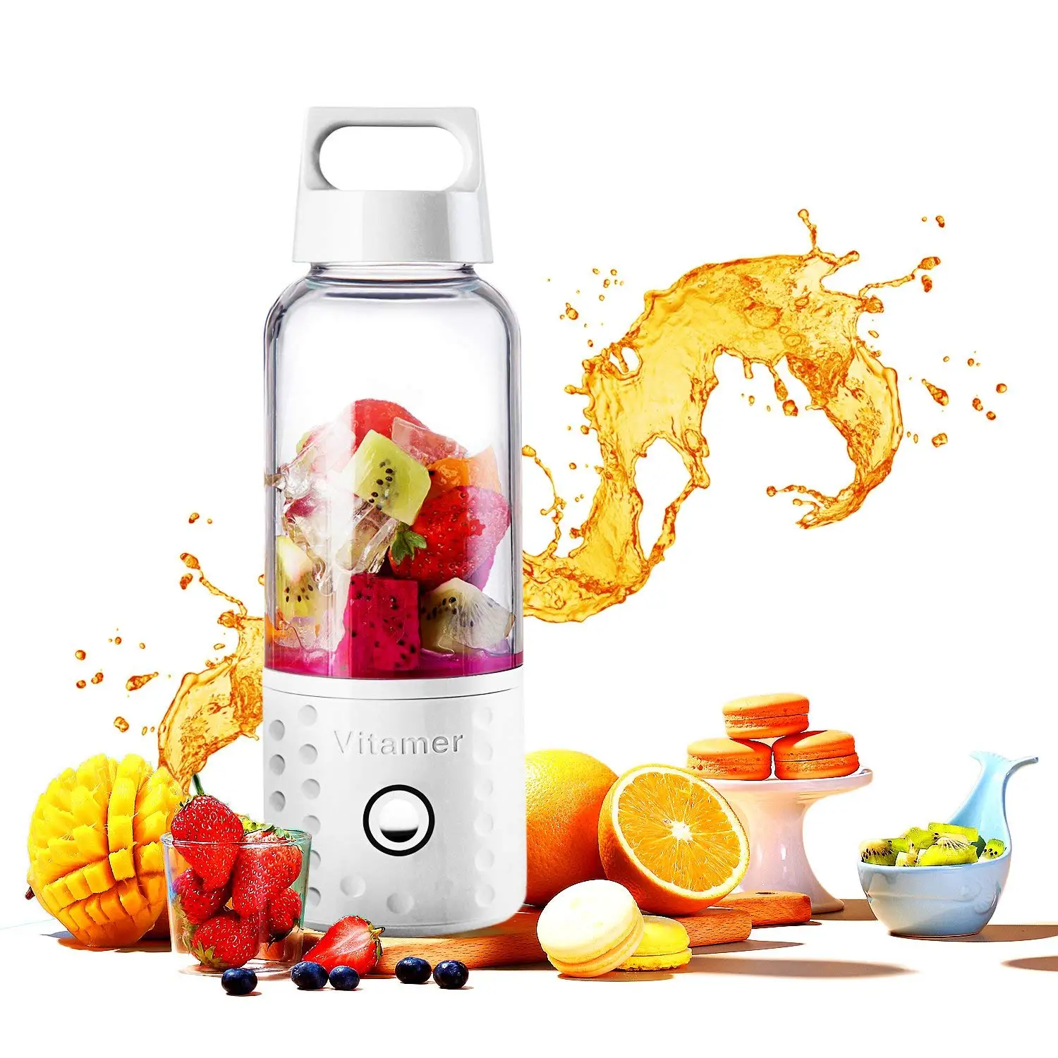

Portable Blender, Smoothie Blender USB Juicer Cup, 17oz Fruit Mixing Machine with 4000mAh Rechargeable Batteries, Detachable C