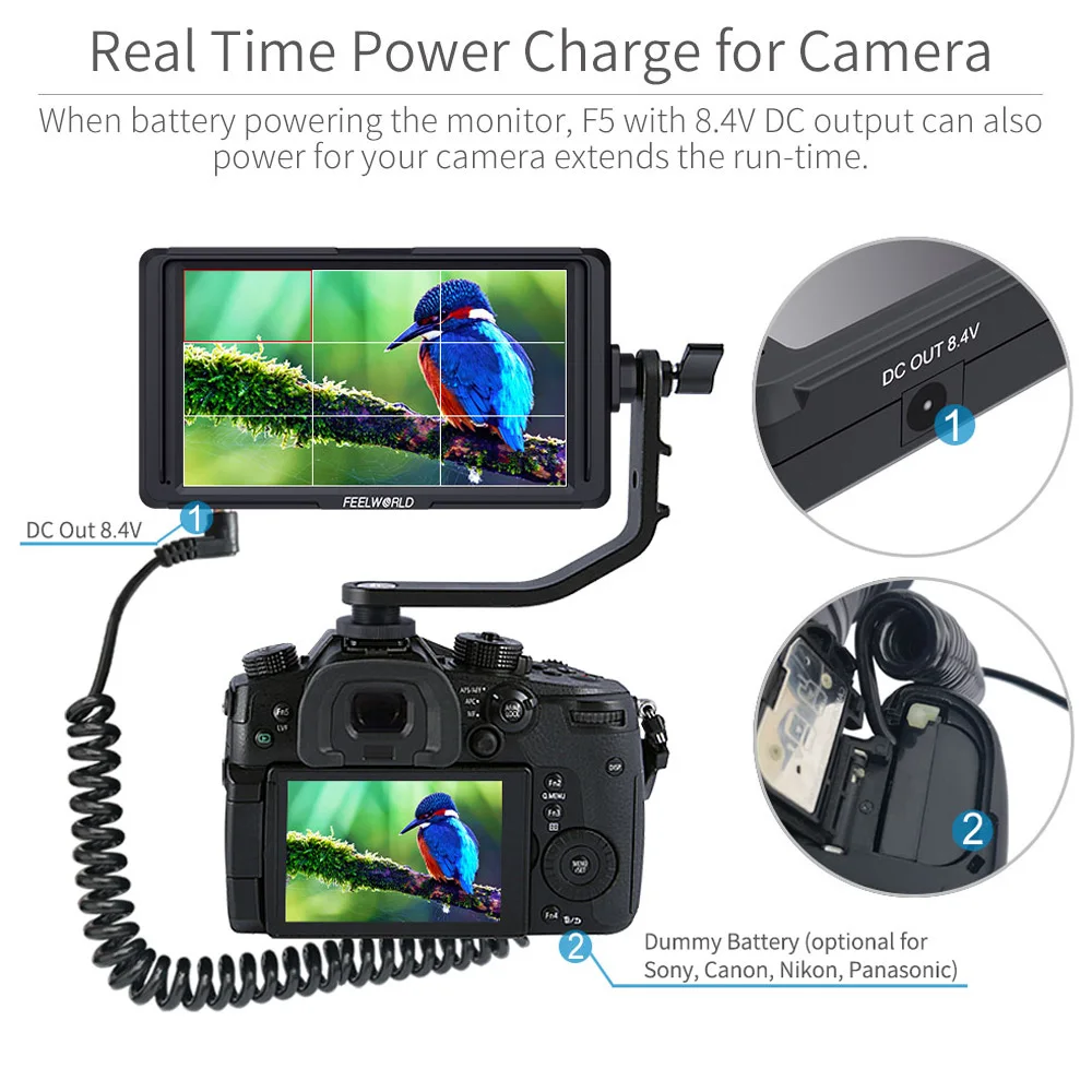 Feelworld F5 5 ''цифровой зеркальной камеры полевой монитор Full HD 1920x1080 IPS видеосъемка