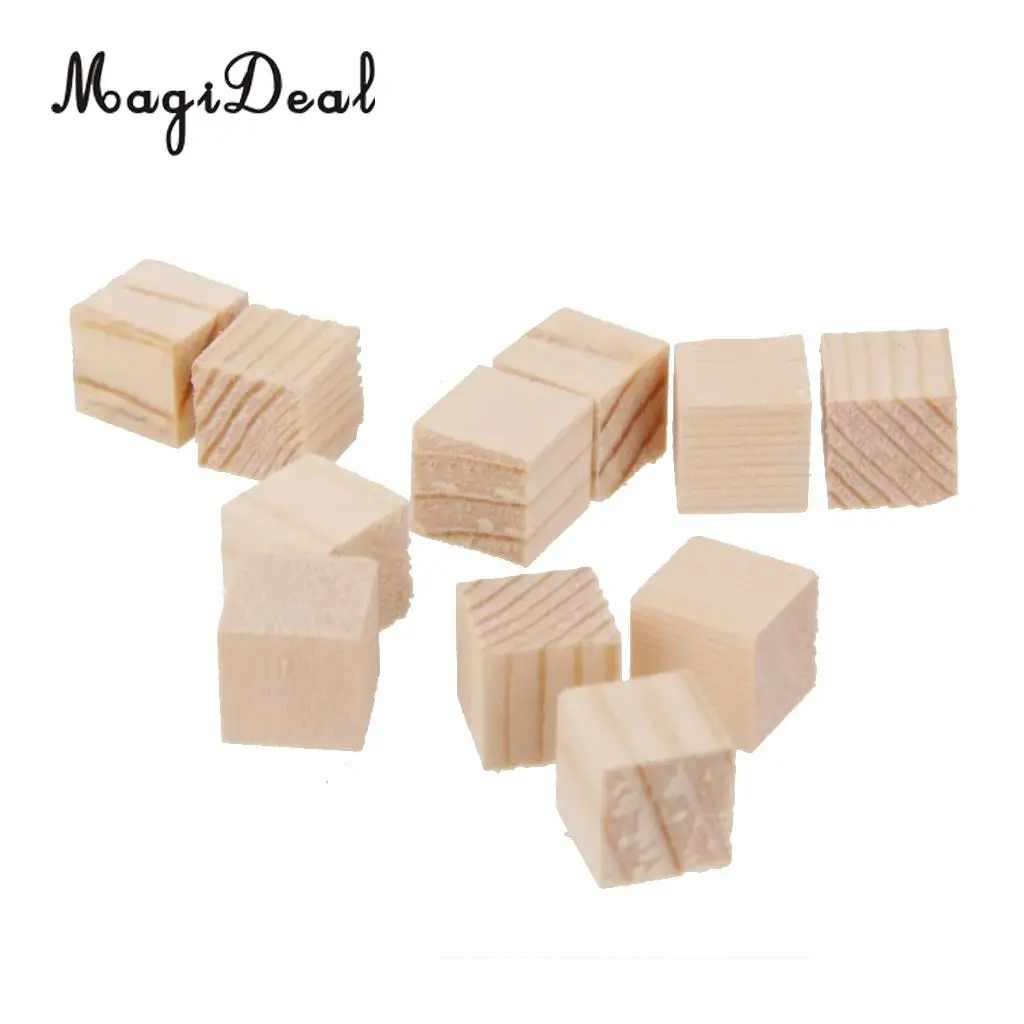 

MagiDeal 50Pcs Mini Natural Wooden Squre Mini Cubes Embellishment for Craft Signs Home Decor 10x10x10mm