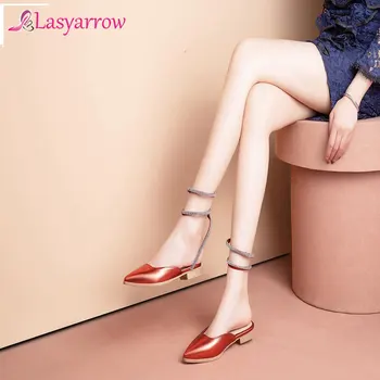 

Lasyarrow Women Shoes Slingback Summer Sandals For Female Casual Footwear Pointed Toe Elegant Low Heels Party Wedding Shoes J811
