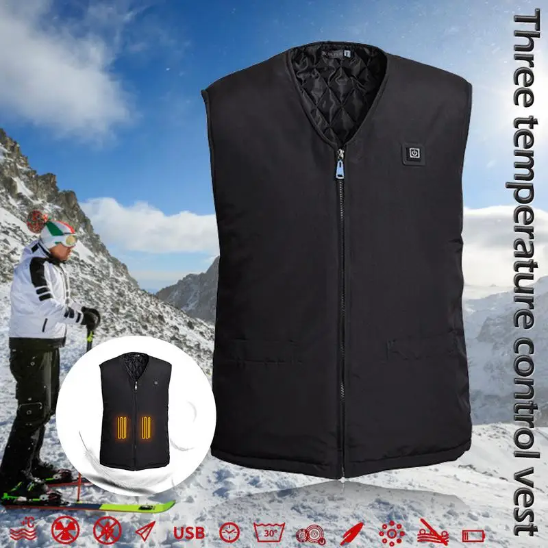 Outdoor Winter Electric USB Heated Vest Carbon Fiber Men Thermal