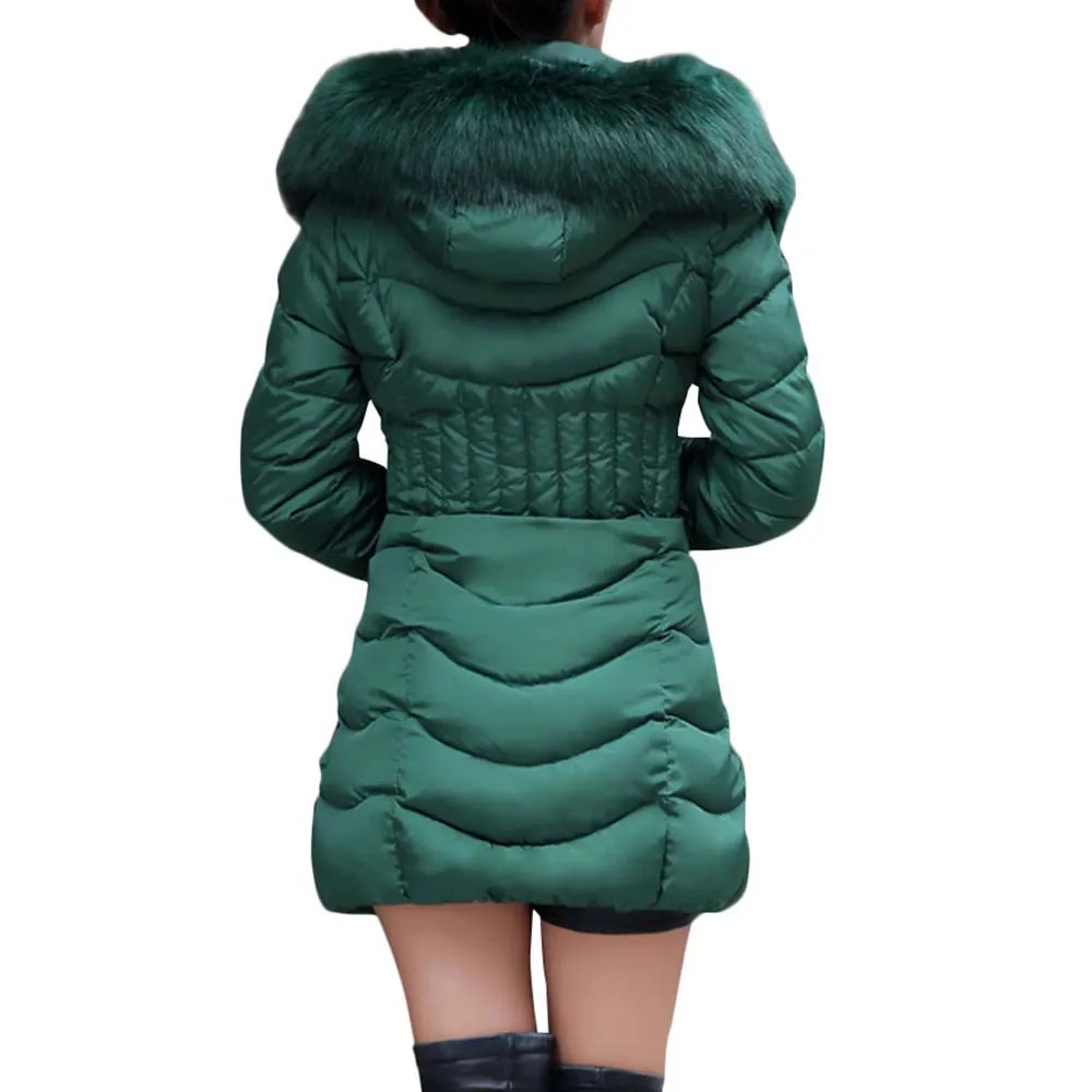 Парки с натуральным мехом, повседневное пальто на молнии, высокое качество, с капюшоном, зимнее женское хлопковое длинное утепленное тонкое пальто Nov29