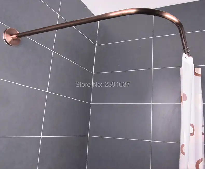 Red Bronze Stainless L Shaped Shower Curtain Poles Punch Free