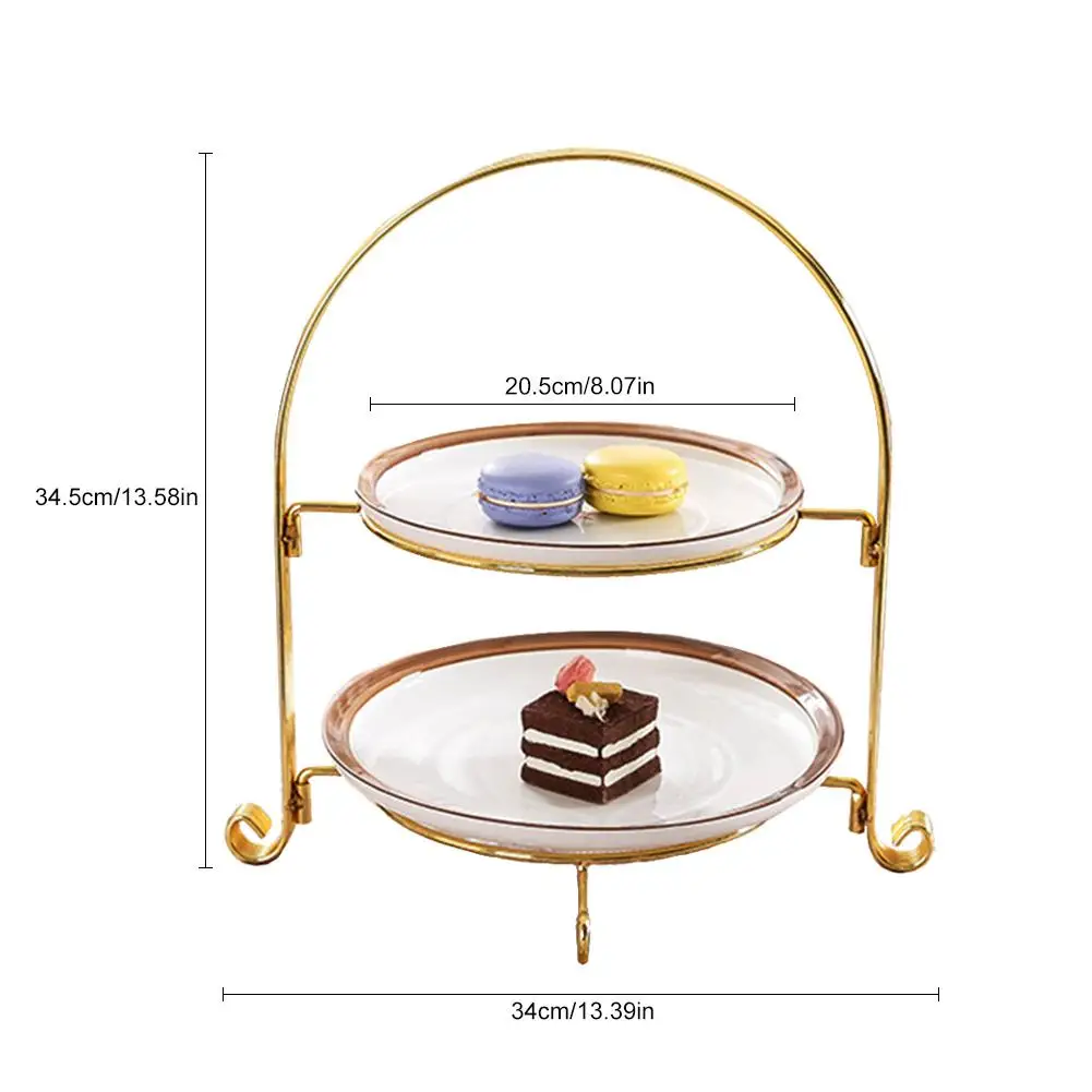 Fruit Plate European Two-Layer Snack Rack Cake Display Rack Pastry Dish Serving Tray Fruit Candy Shelf Room Party Decoration