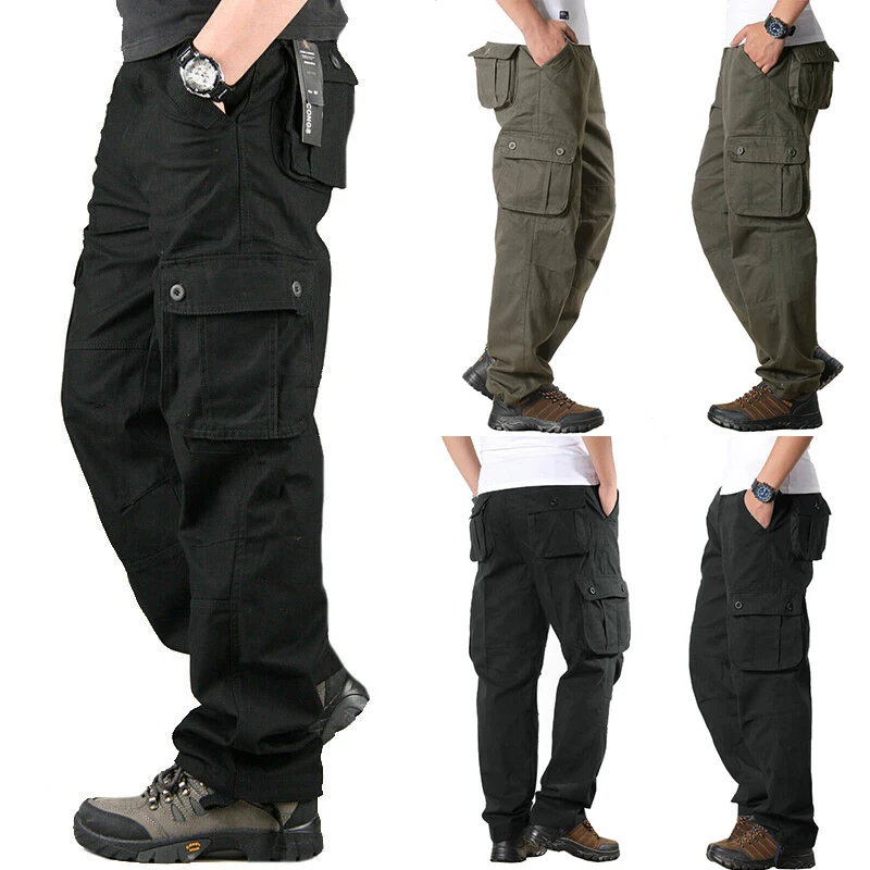 

BBYES Mens Pants 2019 Man Casual Loose Cargo Long Trousers Male Multi-pocket Pant New Fashion Summer Military Baggy Pants
