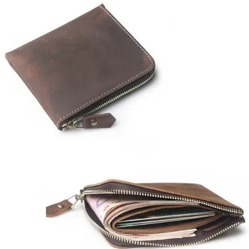 

2018 Men Real Genuine Leather Coin Purse Small Zipper Wallets Bag Women Girls Solid Mini Money Pouch Card Holders Handmade