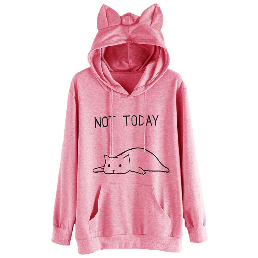 Oversized Hoodie Cat Hoodies Women Cute Sweatshirts With Ears Femme Harajuku Kawaii Loose Hooded ...