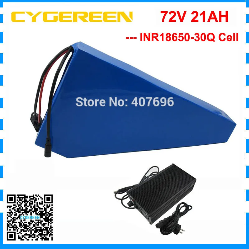 Perfect High quality 3000W 72V battery pack 72V 21AH triangle battery 72 V bicycle battery use 30Q cell 50A BMS with 84V 2A Charger 0 Perfect High quality 3000W 72V battery pack 72V 21AH triangle battery 72 V bicycle battery use 30Q cell 50A BMS with 84V 2A Charger 0