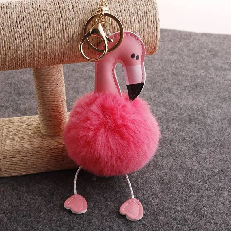 

Soft Pompom Flamingo Keychain Pendant Phone Car Bag Hanger Accessories Wedding Party Decoration Cute Boy Friend Gift Birthday