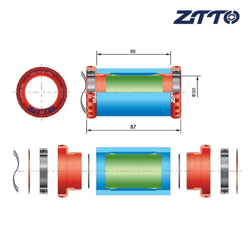 

Bicycle Bottom Bracket Thread Bike External Outdoor Cycling Bearing Bottom BC 1.37" 24T Bracket Accessory