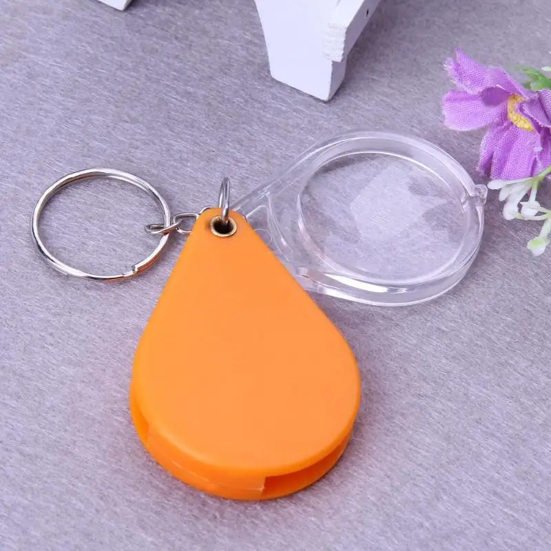 portable Mini Magnifier Folding keychain 10X Plastic Handheld Magnifier