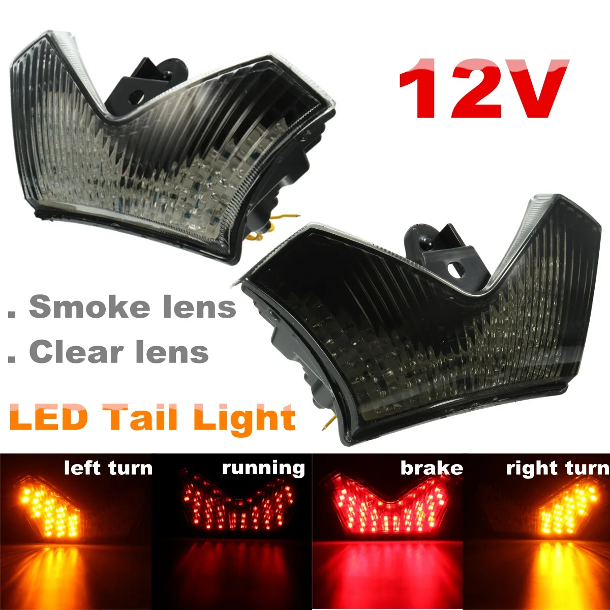 

Motorcycle LED Turn Signal Indicator Light Rear Brake Lamp Integrated For Kawasaki ZX-14R ZZR1400 2006-2012