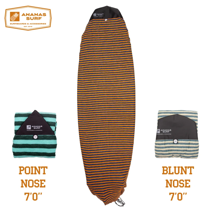 

Ananas Surf surfboard sock short hibryd board point blunt nose soft cover bag protective 7'0" 213 cm stretch terry knit fabric