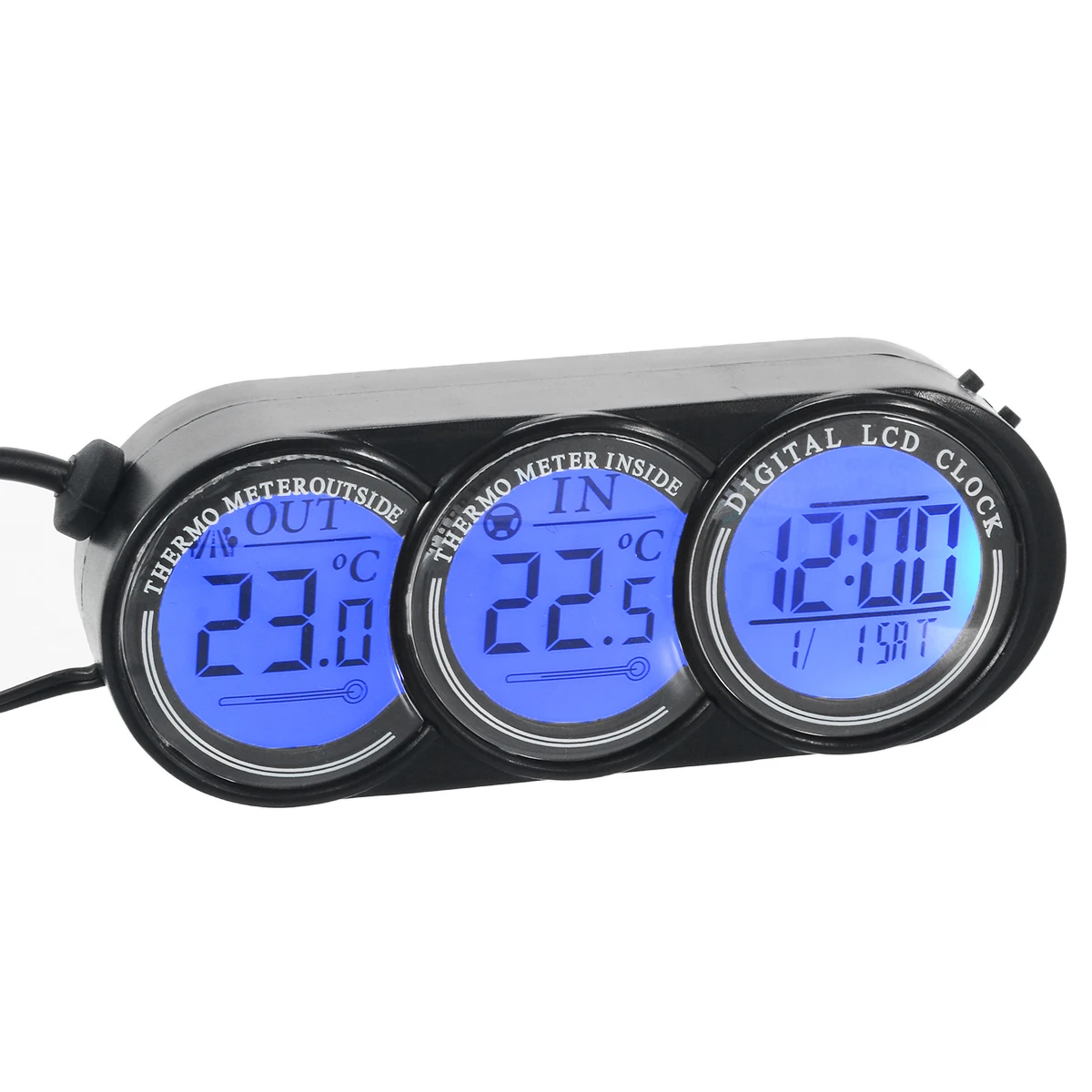 

MAYITR Practical Car LCD Digital Thermometer Clock In/Outdoor Temperature Thermometer 2 Colors Backlight Function