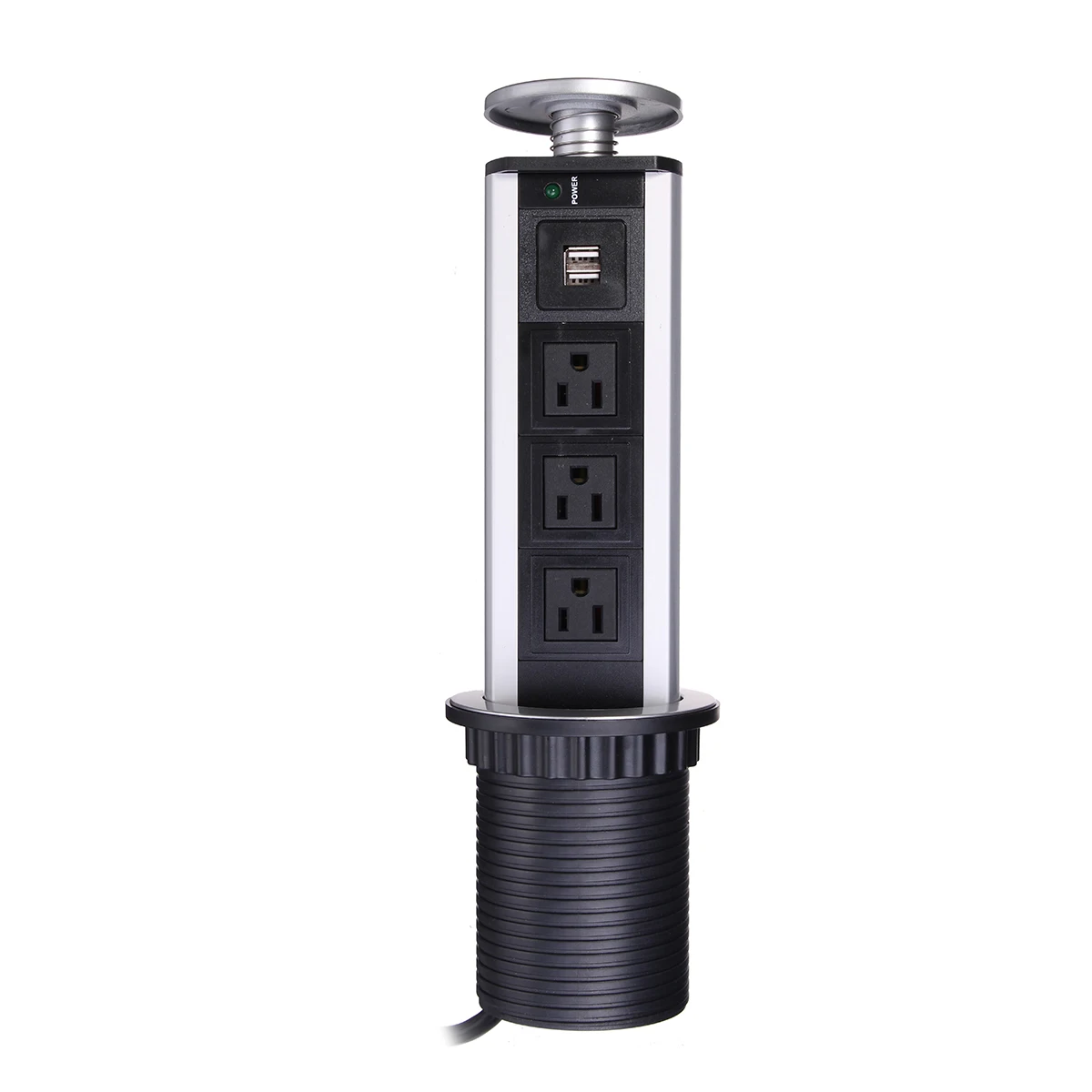 EU/USPlug 3 силовая кухонная настольная электрическая розетка мощность 1 Led+ 2 Зарядка USB алюминиевая полка серебристый/черный