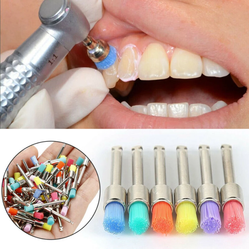 100pcssetPolishingProphylaxisBrushesNylonLatchSmallFlat