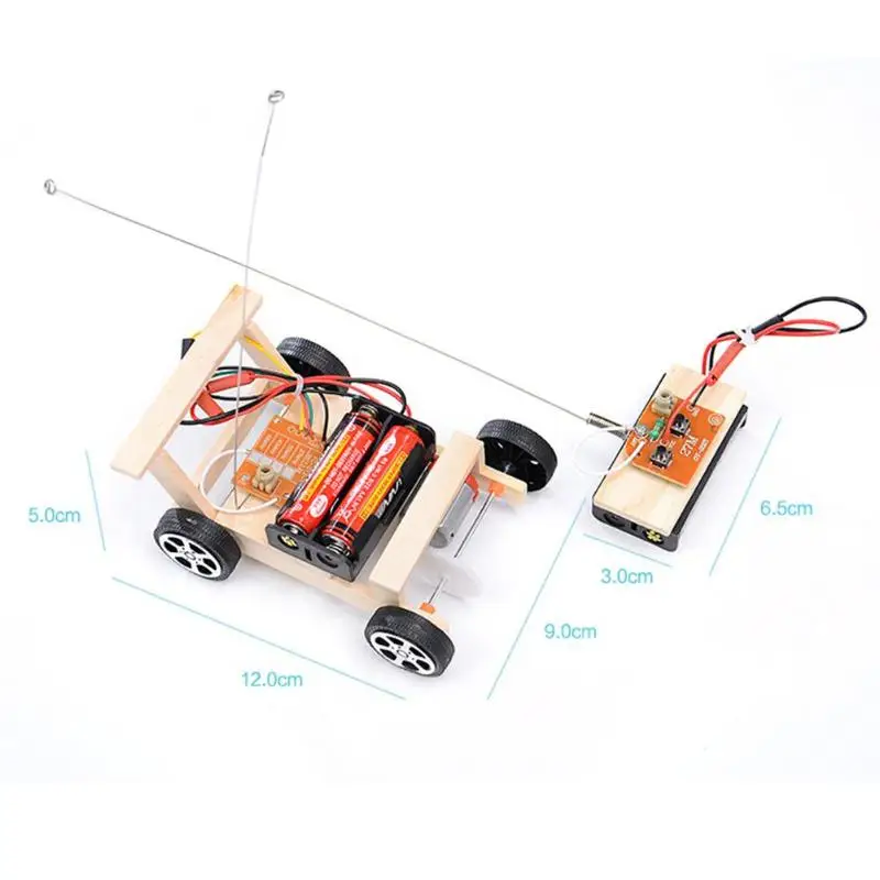 Kids DIY Wooden RC Car Model Adult Wood Remote Control Toy Set Kids Physics Science Experiment Assembled Car Educational Toys