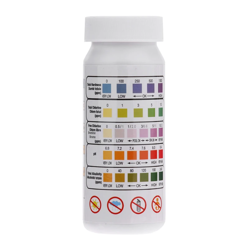 

50 X Pool Spa Test Strips Tub Chlorine PH Alkalinity Swimming Pool Testing Tool