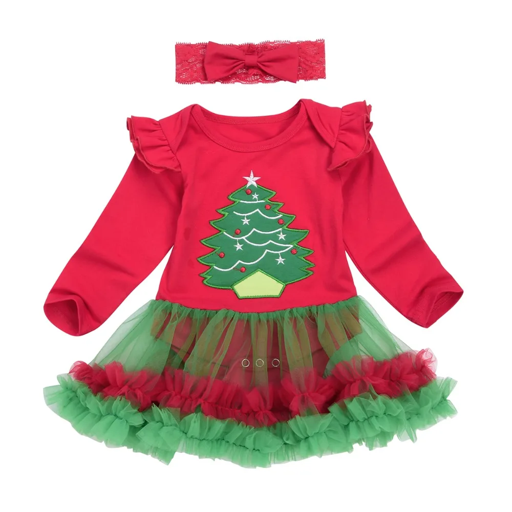 

Puseky 2017 Christmas Newborn Baby Girl Clothes Xmas Tree Tutu Dress Cute Infant Bebes Mesh Cake Romper Dresses Party Costume