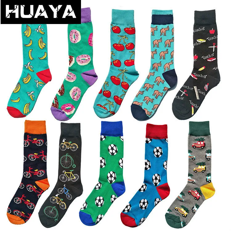 

Happy Men Socks Fashion Male Unisex Stockings Crew Socks Novelty Cotton Football Bike Car Book Funny Creative Casual Socks Cool