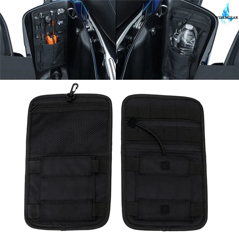 1Pair Motorcycle Saddlebag Elastic Molle Organizer Hard Bags Storage Tool Bag For Harley Touring
