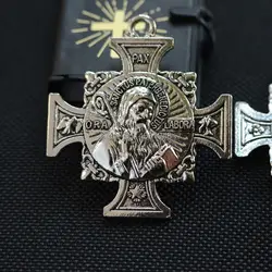 Catholic святой Бенедикт pax металлический кулон crux sanctia patris st. benedict bless protect exorcism кулон крест двойной медаль
