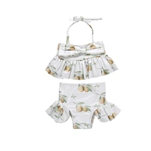 Милый купальный костюм с цветочным принтом и фруктами для маленьких девочек, комплект бикини, летний купальный костюм из 2 предметов с бантом для маленьких девочек, танкини