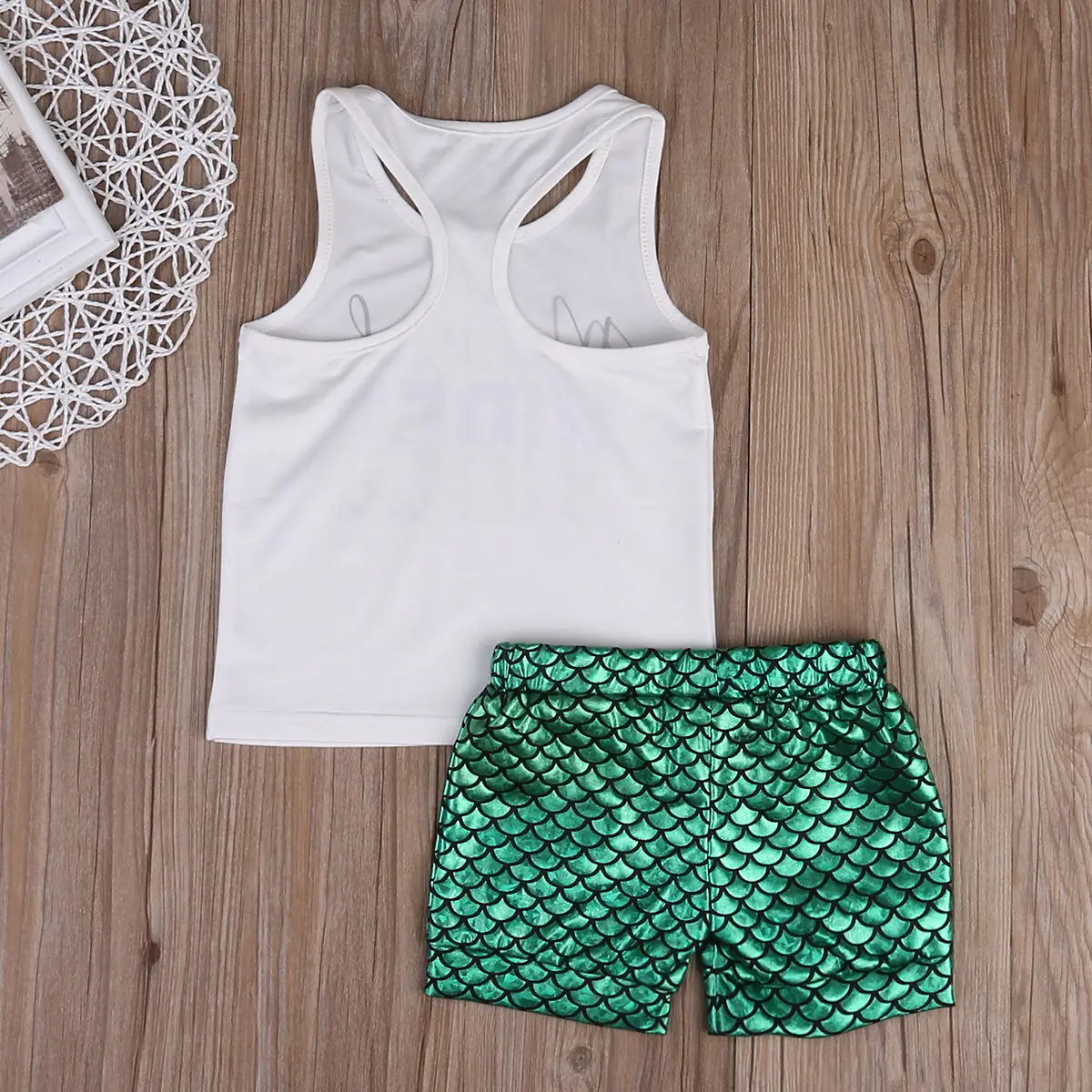 Красивая одежда для маленьких девочек с надписью Русалочка жилет и шорты детей 1 6