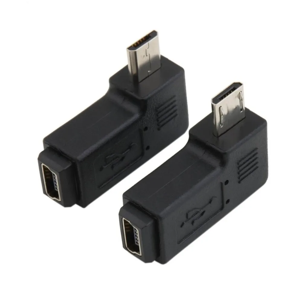 

Left/Right Angled USB Mini 5 Pin Female to Micro 5 Pin Male 3*1.5*0.8cm Black 90 Degree Angle Adapter Converter