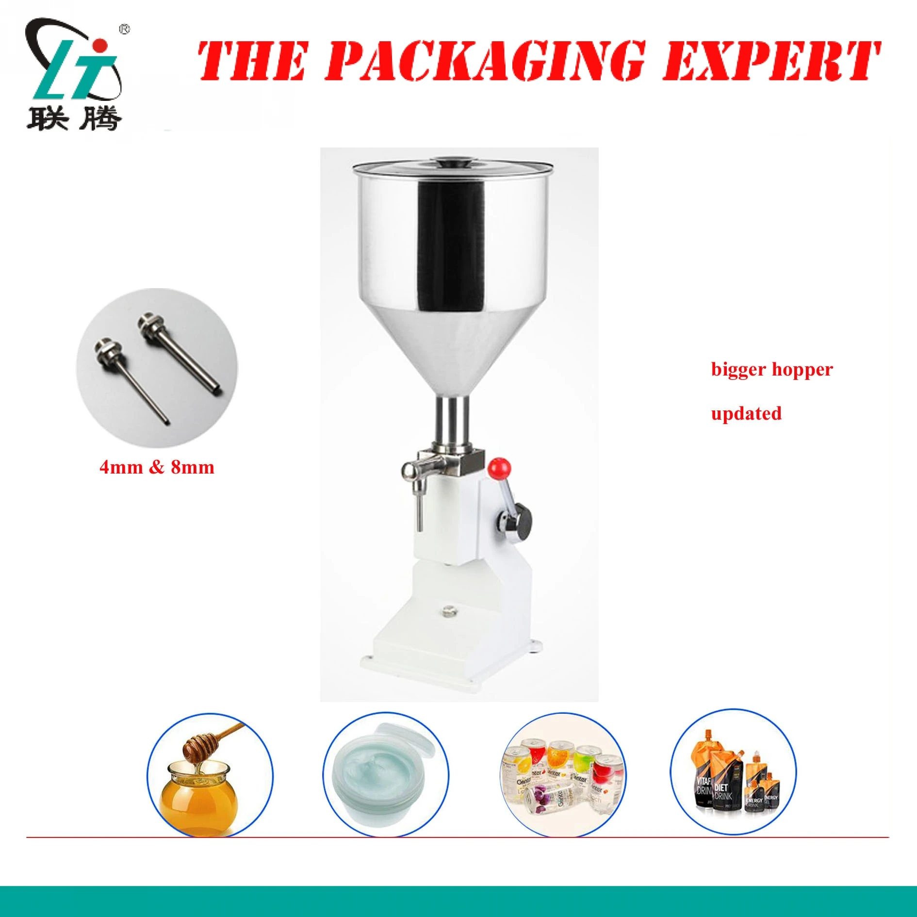 

Shampoo Lotion Cream Hopper Filler Yoghourt Honey Juice Sauce Jam Gel Paste Water Filling Machine Pneumatic Piston Free Shipping