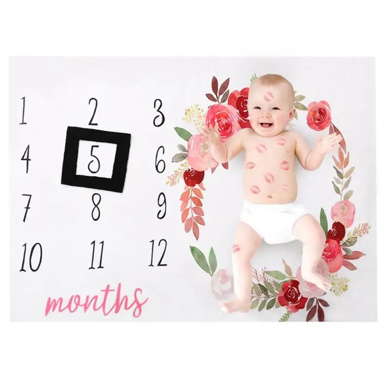 Календарь с цветочным принтом детская коляска для новорожденных одеяло Фотография реквизит фон с фоторамкой детский день рождения пеленать