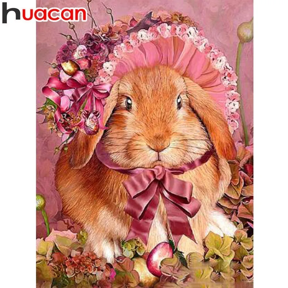 

HUACAN Full Square Diamond Embroidery Sale Mosaic Animal 5D DIY Diamond Painting Rhinestones Rabbit Wall Decor Home Handmade