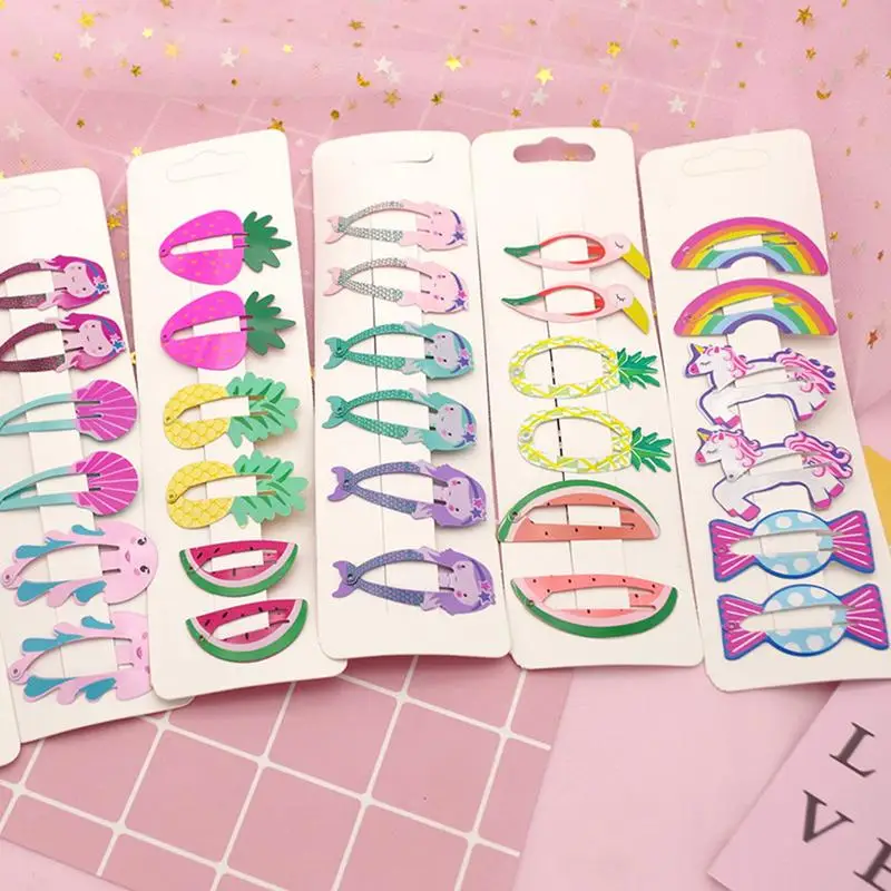 

6 PCS Hair Clips Colorized Fruit Hairpin Cute Print Children BB Hair Clips Girl Hairpin Hair Accessories