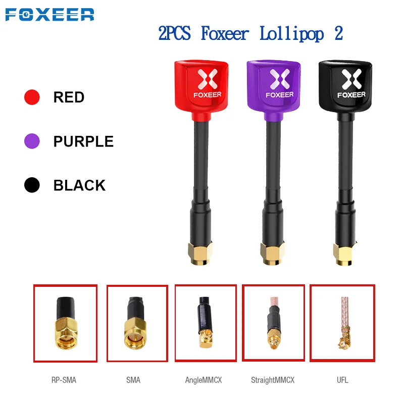 

Foxeer 5.8G Lollipop 3 2.5DBi Mini FPV Antenna SMA Male Mini Antenna for RC Drone RC Models Spare Part Black Red