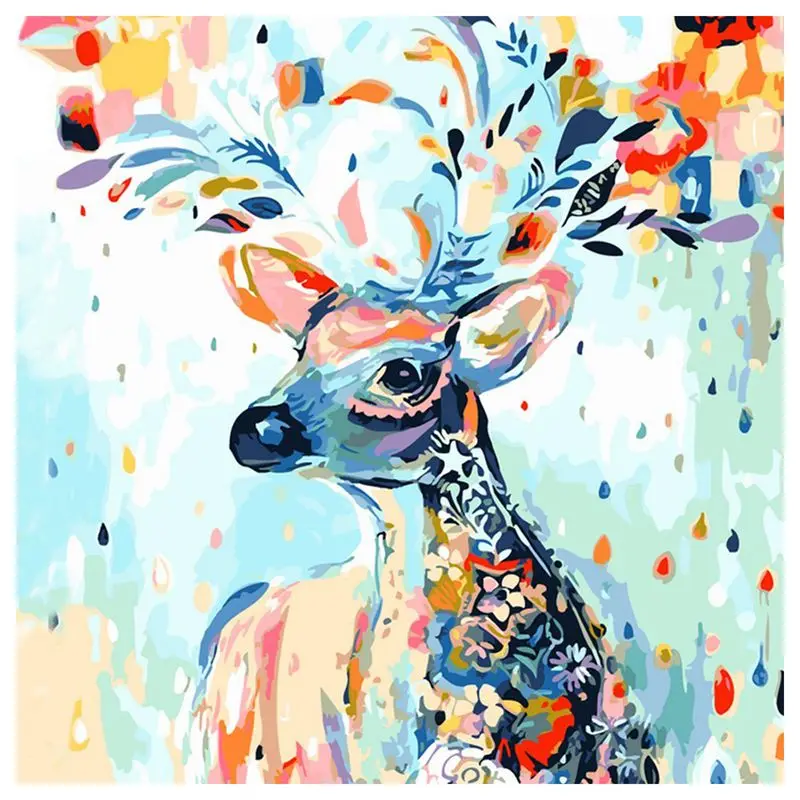 

DIY Oil Painting Paint By Number Kit Image Drawing On Canvas By Hand Coloring Arts Crafts & Sewing NEW Rainbow Deer