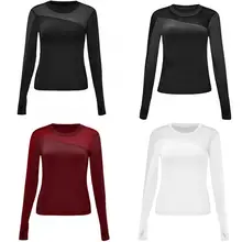 Женские футболки для йоги, спортивная одежда для йоги с длинными рукавами, сетчатые тренировки, фитнес, быстросохнущие упражнения