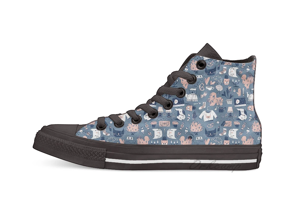 

Cozy Evening Kit Novelty Design High Top Canvas Custom Shoes Flat Casual Shoes Drop Shipping