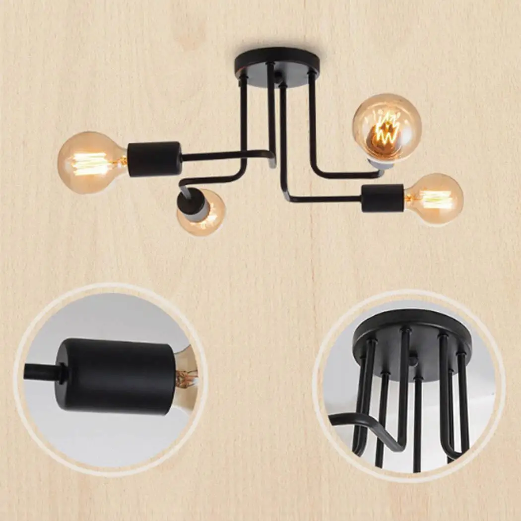 DIY E27 Art Spider Ceiling Lamp Fixture Light Mordern Nordic Retro Edison Bulb Light Chandelier Vintage Loft Antique Adjustable