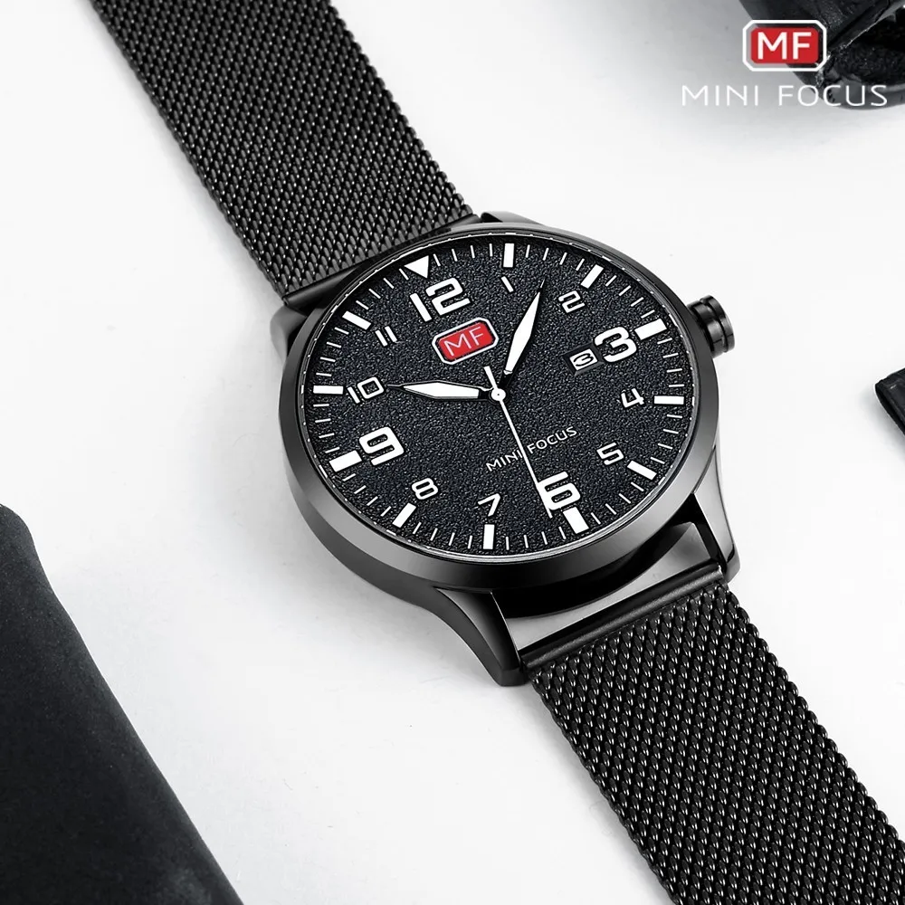MINI FOCUS Wristwatch Mens Watches Quartz Fashion Thin Clock Men Watches 2019 Luxury Brand Stainless Steel Watch Strap Calendar