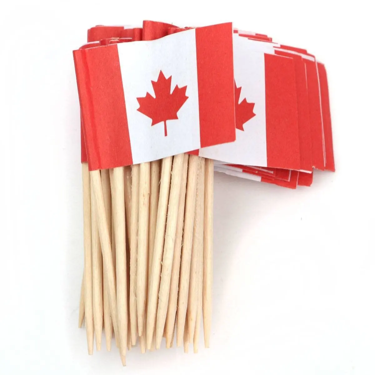 

New-Lot of 50 Pcs Mini Wooden Toothpick with Flag for Decor of Party Fruit Pastry - Canada