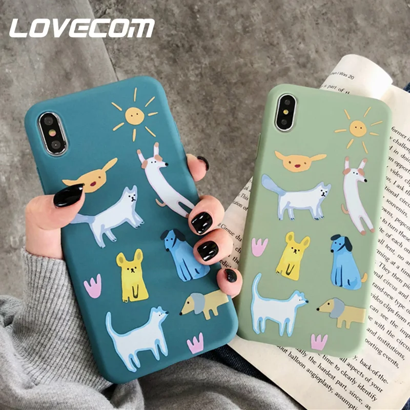 

LOVECOM Cute Cartoon Animal Dog Phone Case For iPhone XS X 6 S 7 8 Plus For XS Max XR Soft TPU Protective Phone Back Cover Shell