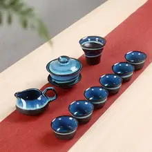 Китайский чайный набор кунг-фу, портативный чайный набор, керамический чайный горшок, чайный набор Gaiwan, чайные чашки, чайная церемония, чайный горшок, мастер, чайный горшок, подарок