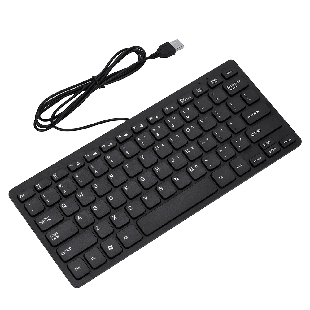 Мини 78 клавиш клавиатура ультра тонкий USB Проводная для настольного компьютера
