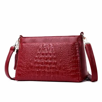

2019 Women Leather Alligator Shoulder Bag Female Leather Messenger Bags Luxury Designer Crossbody Bags For Women Brand Bag Girl