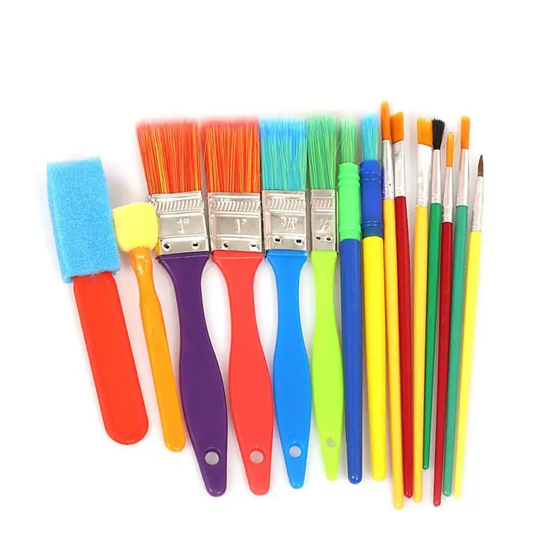 

15pcs Colorful Paint Brushes Children Tempera Artist Paint Easy To Clean For Accessory Art Rooms